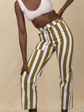 3XL Big Bud Press Work Pants in Green and White Striped